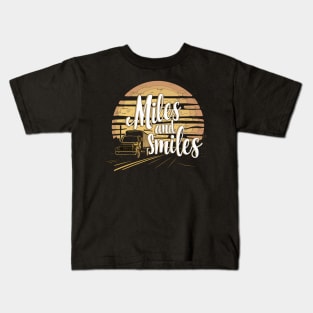 Funny American Trucker Sunset Kids T-Shirt